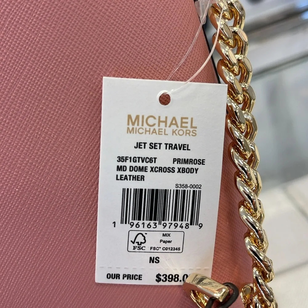 MICHAEL KORS  Jet Set Travel Medium Dome Crossbody Bag XCROSS XBODY Primrose NWT